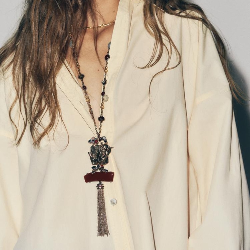NWT Zara Bird Stone Link Necklace